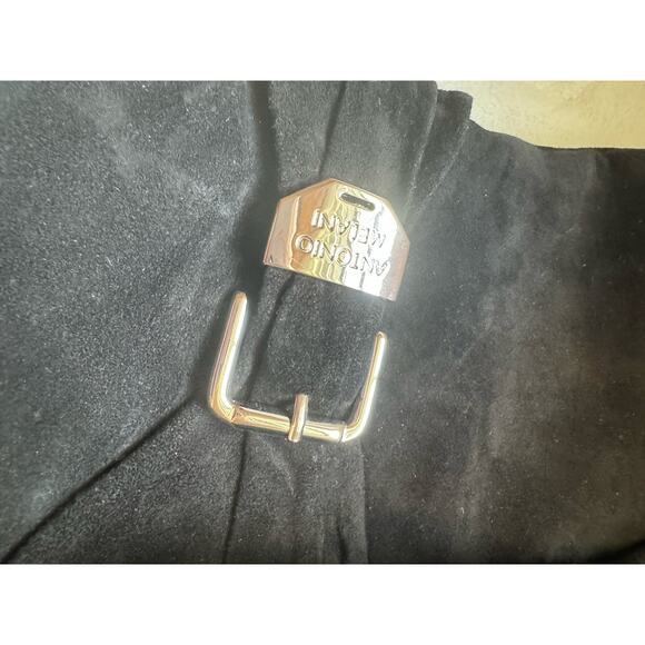 Antonio Melani Black High Heeled Suede Tall Boots with Buckle 8.5 - Picture 3 of 5